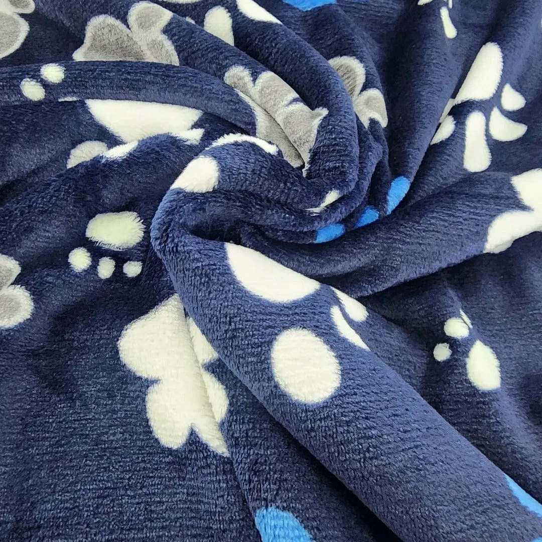 Printed Mongolian Fleece Fabric Grey Paws 150 cm