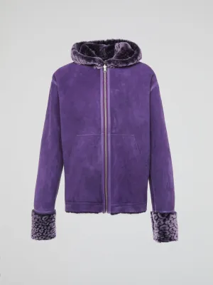 Purple Leo Fur Leather Jacket