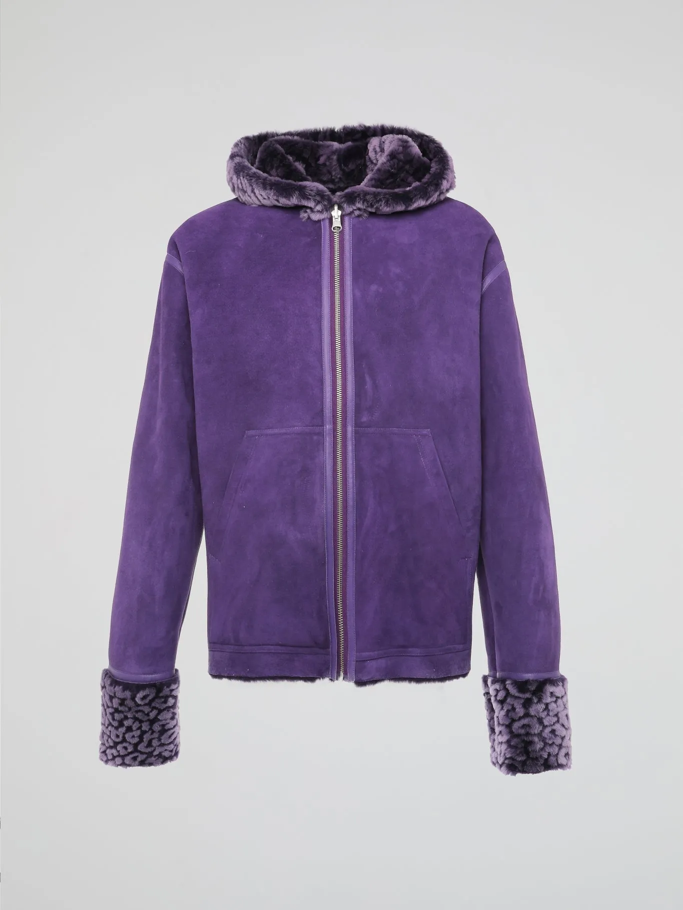 Purple Leo Fur Leather Jacket