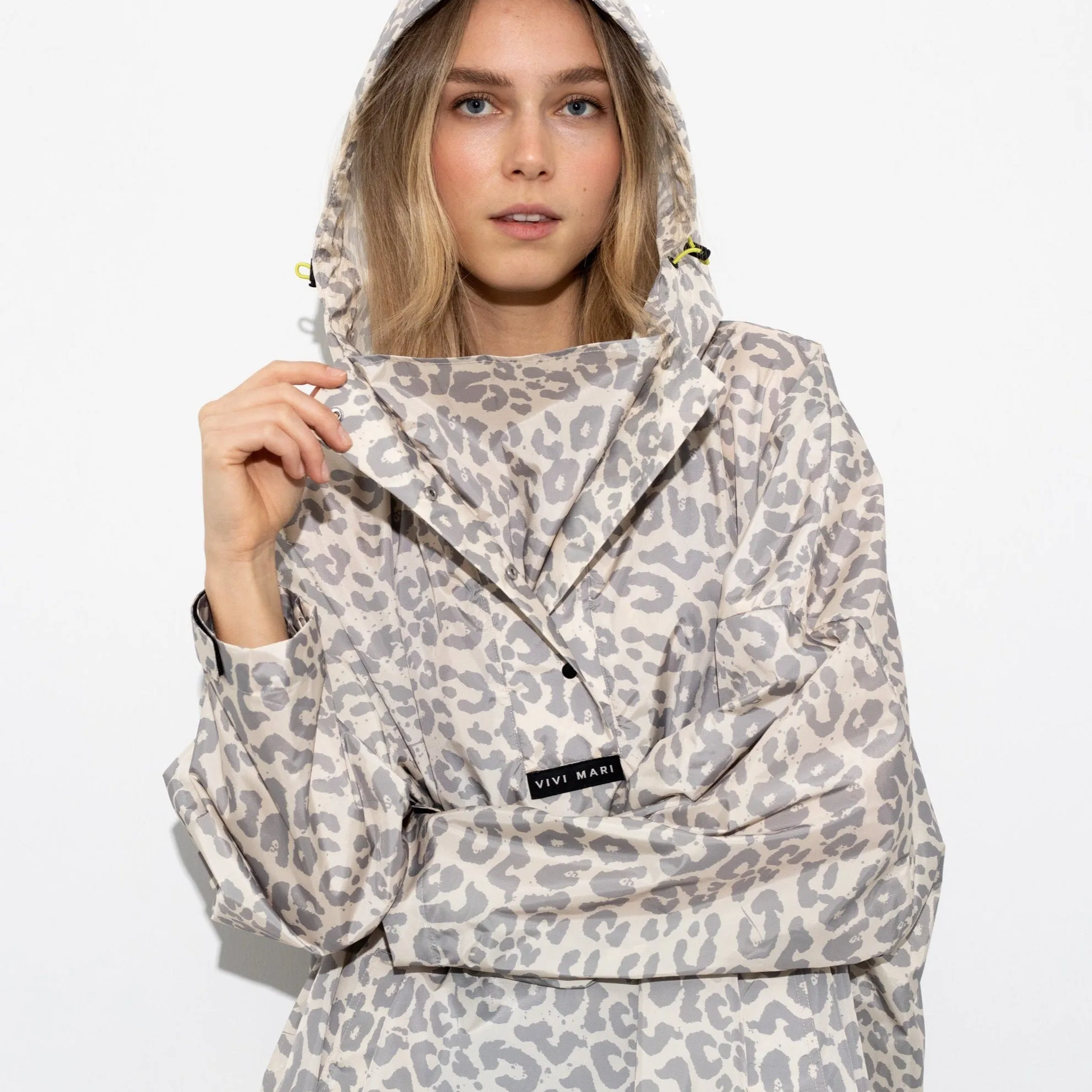 Raincoat leo splashes grey/sand