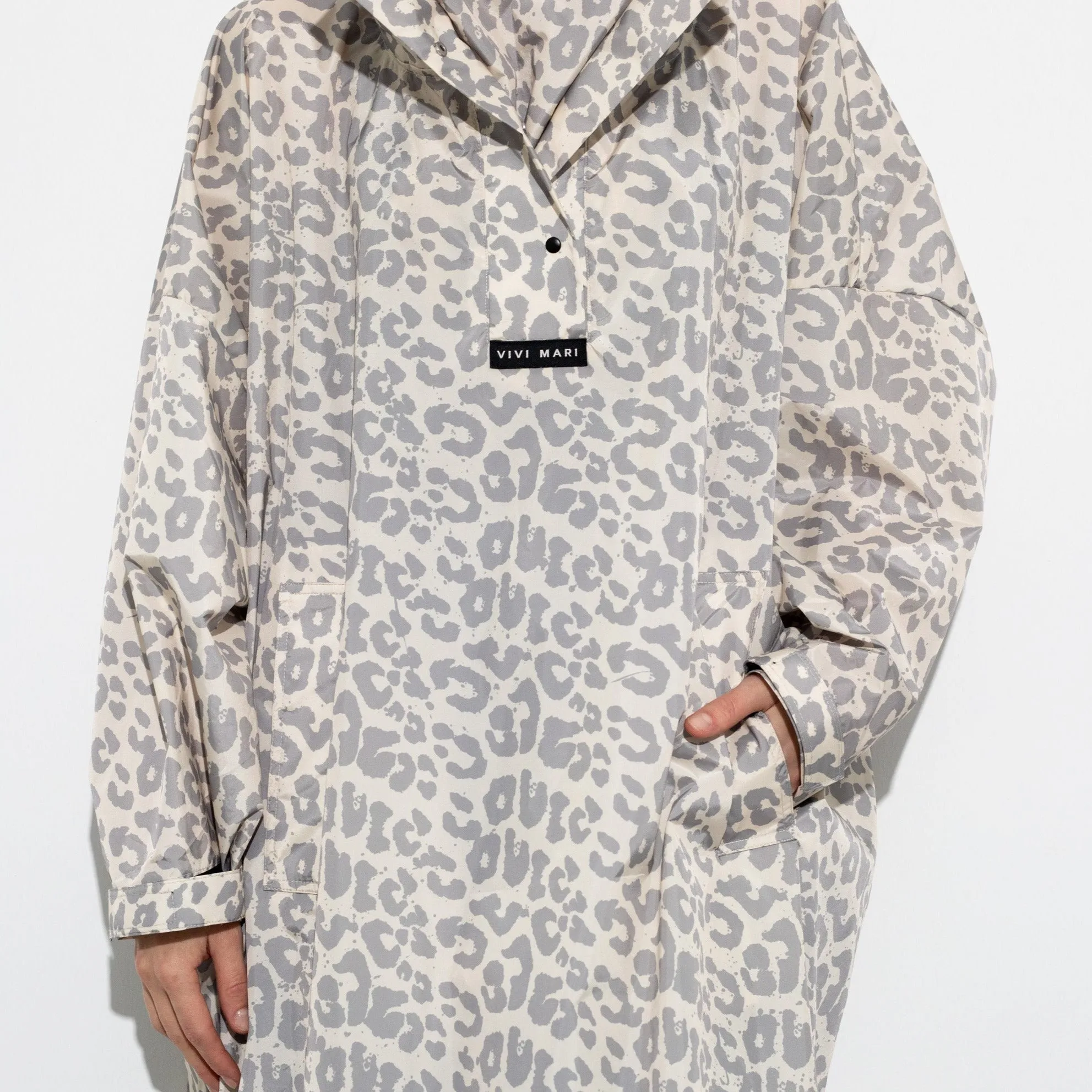 Raincoat leo splashes grey/sand