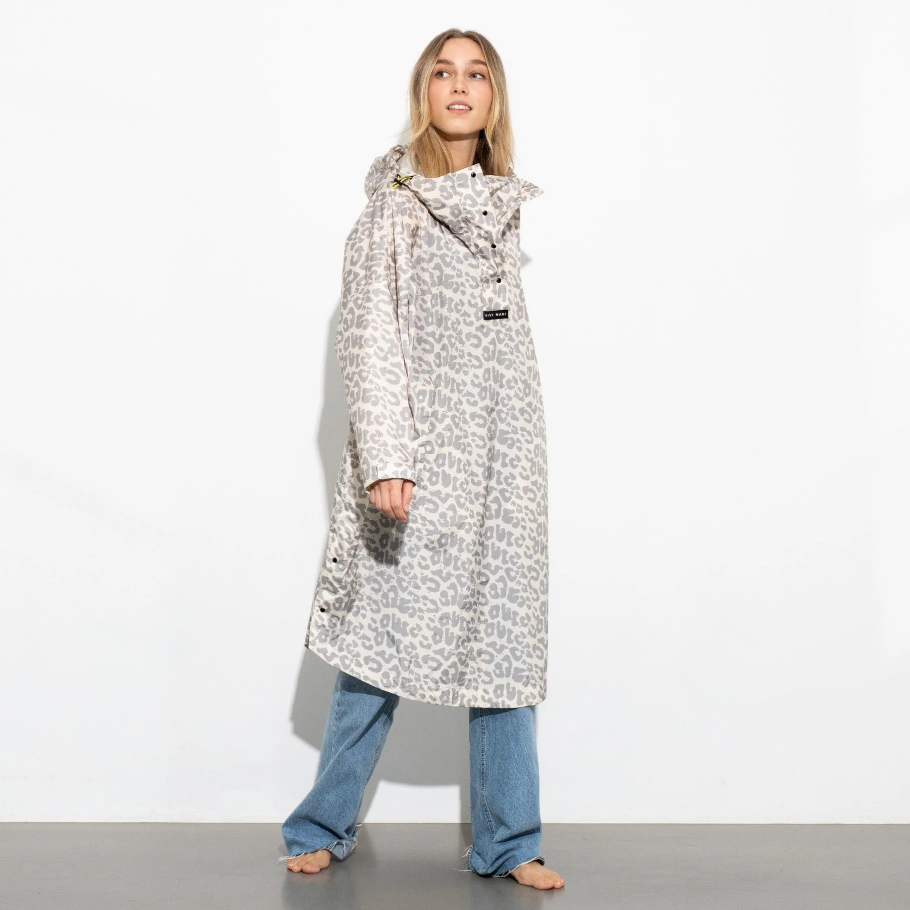 Raincoat leo splashes grey/sand