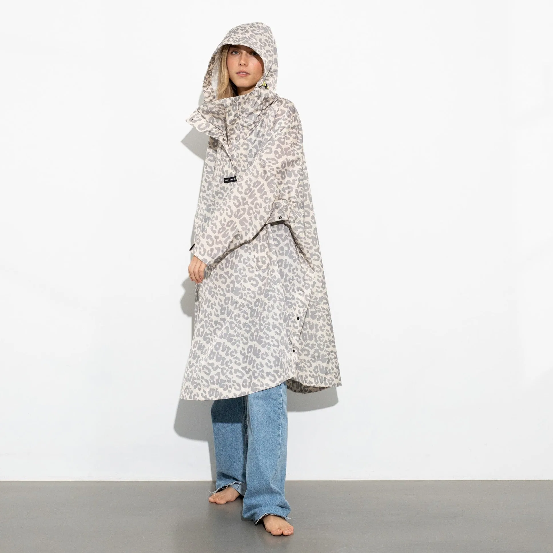 Raincoat leo splashes grey/sand