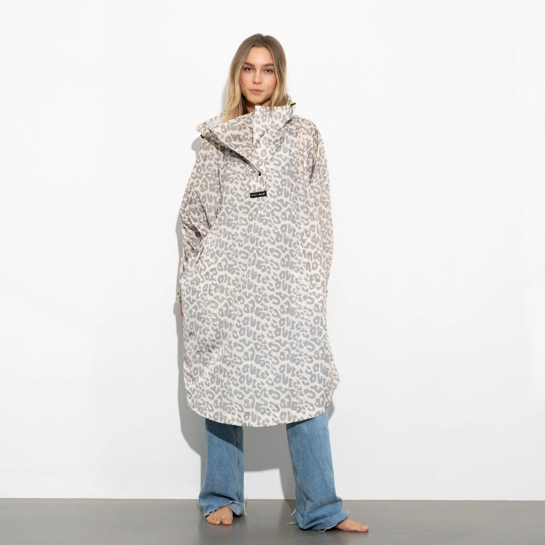 Raincoat leo splashes grey/sand