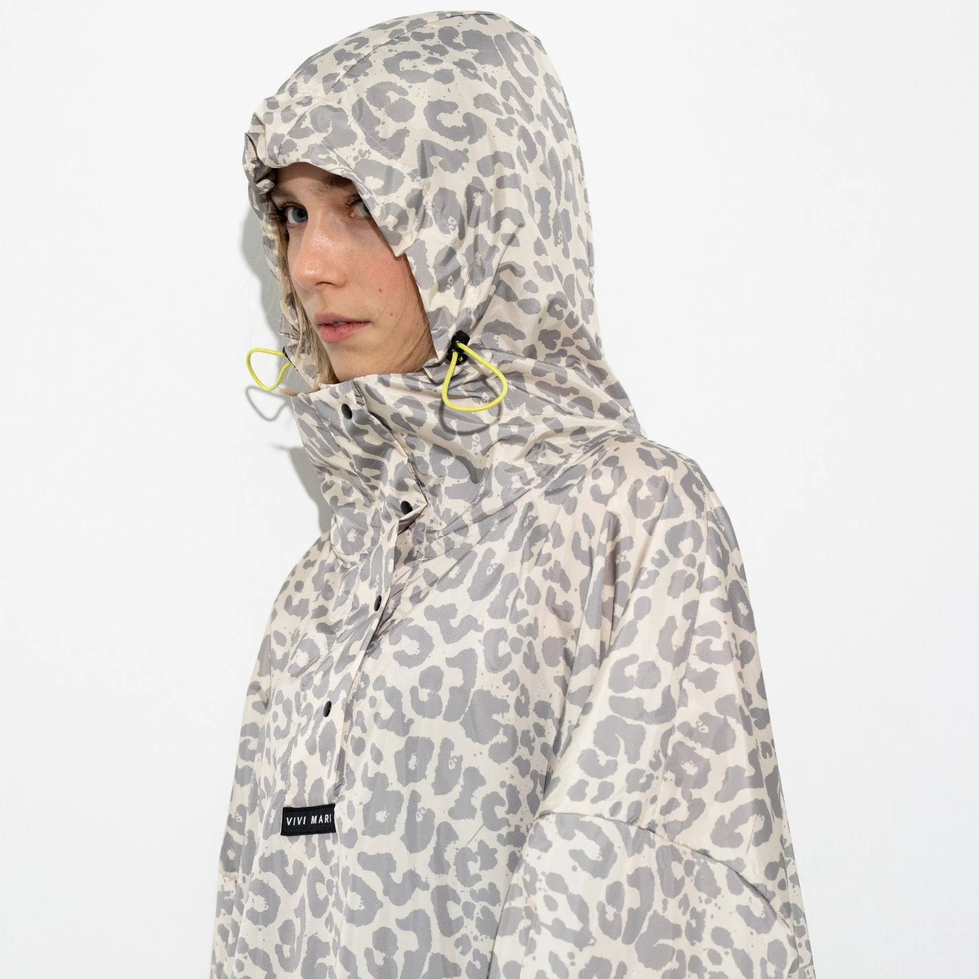 Raincoat leo splashes grey/sand
