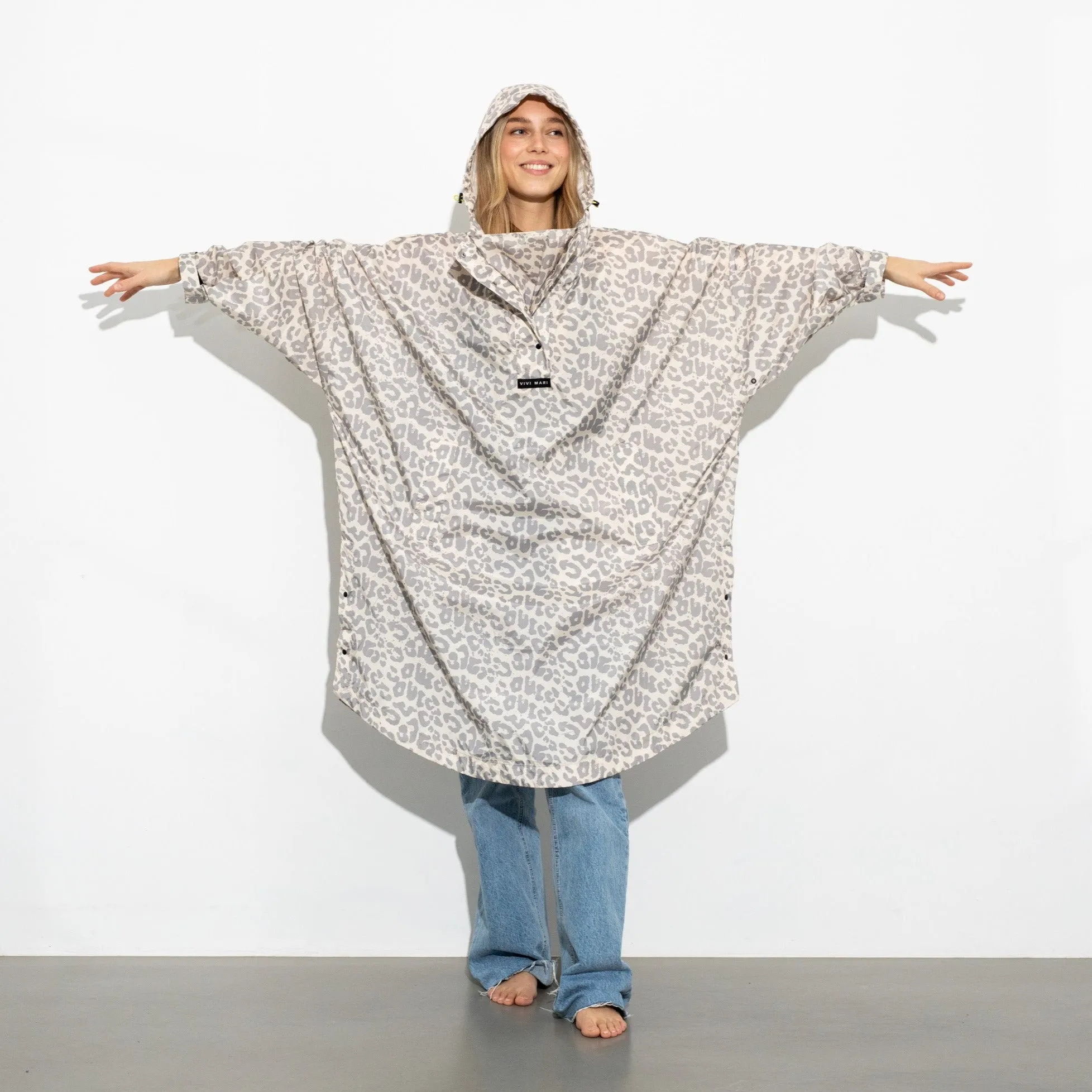 Raincoat leo splashes grey/sand