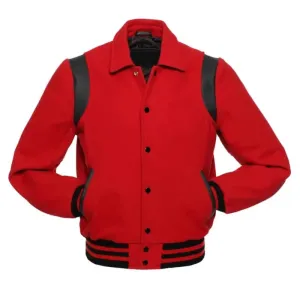 Red & Black Leather Varsity Jacket