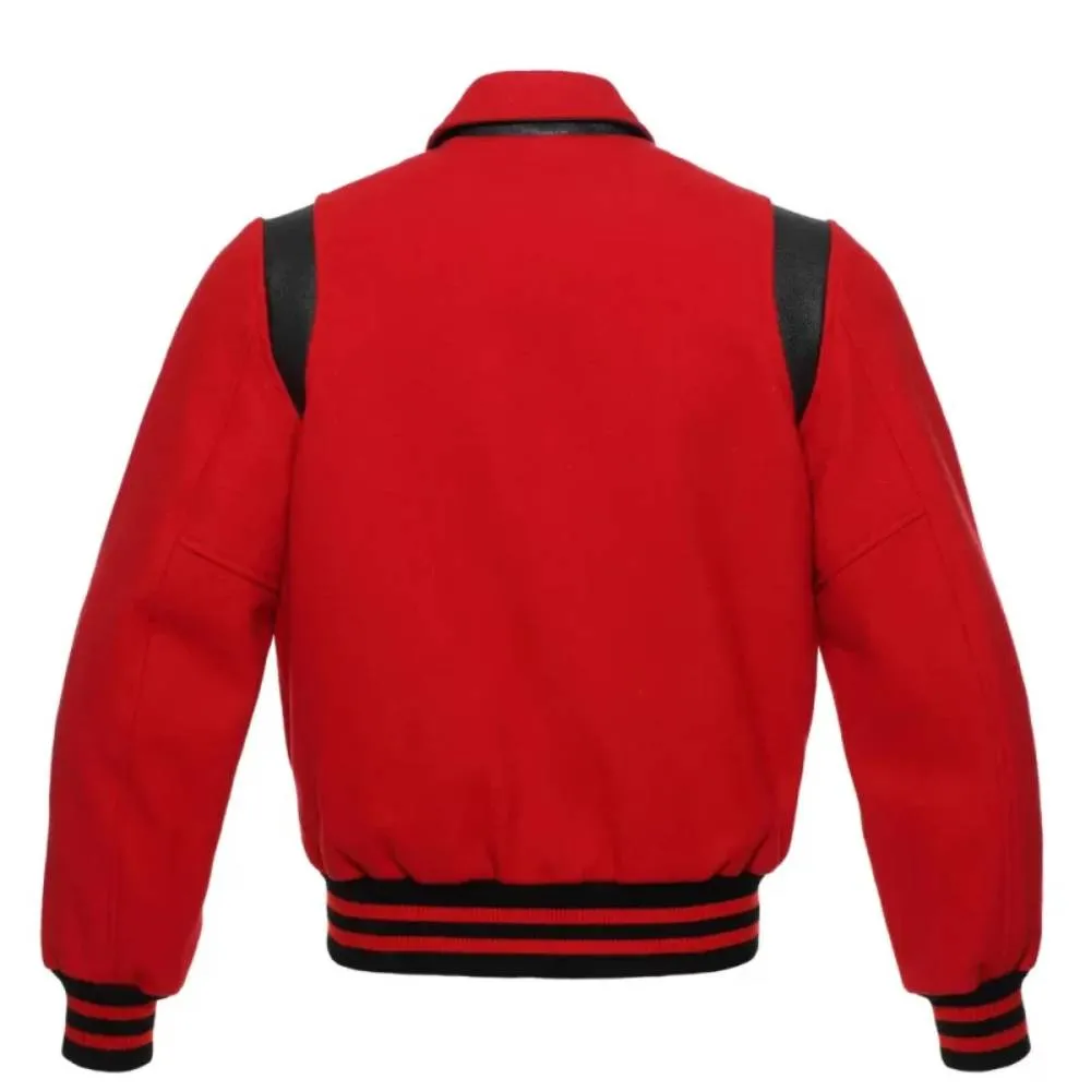 Red & Black Leather Varsity Jacket