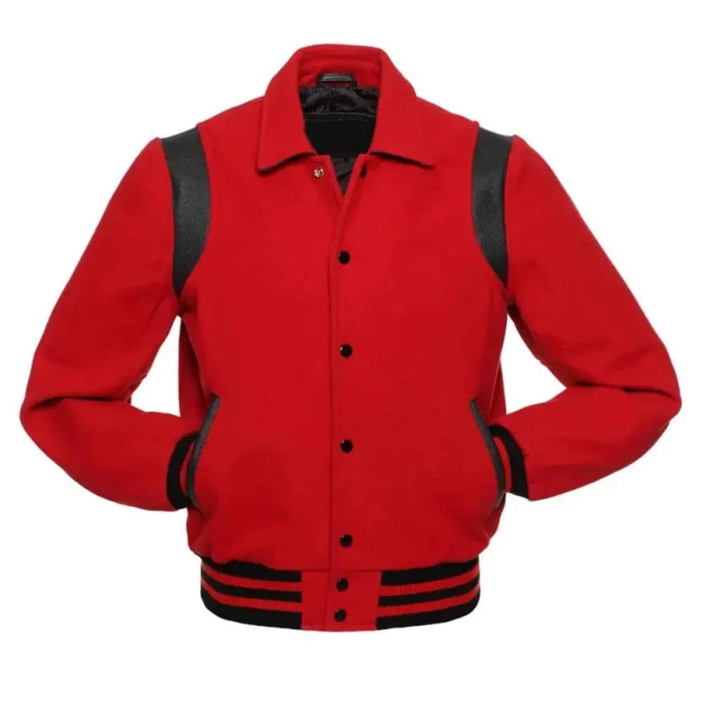 Red & Black Leather Varsity Jacket