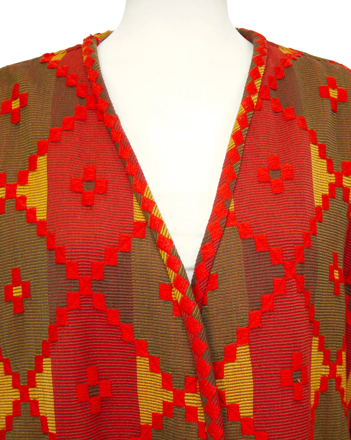 Red and Brown Embroidered Aztec Jacket