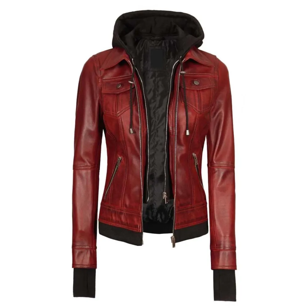 ﻿Red Nexus Bomber Hooded Jacket