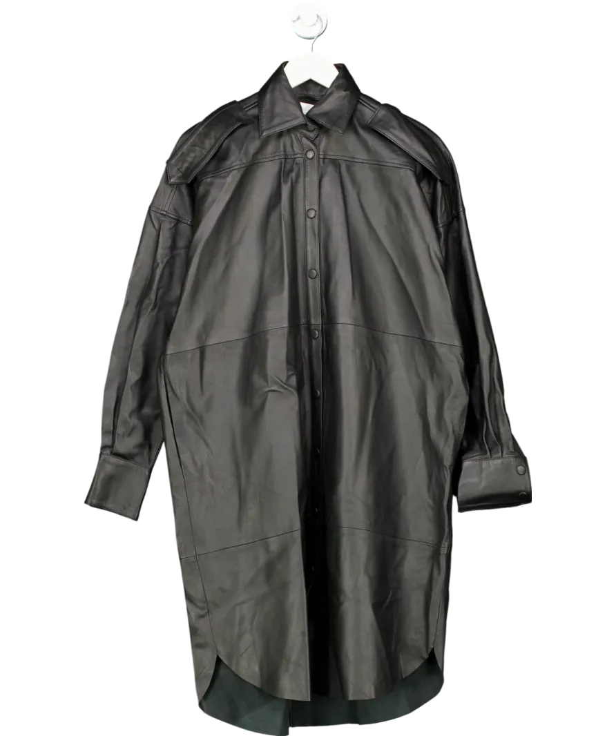 Remain Birger Christensen Black Lavare Long-Sleeve Leather Dress UK 8