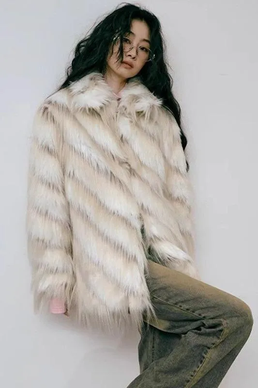Retro imitation fox fur coat