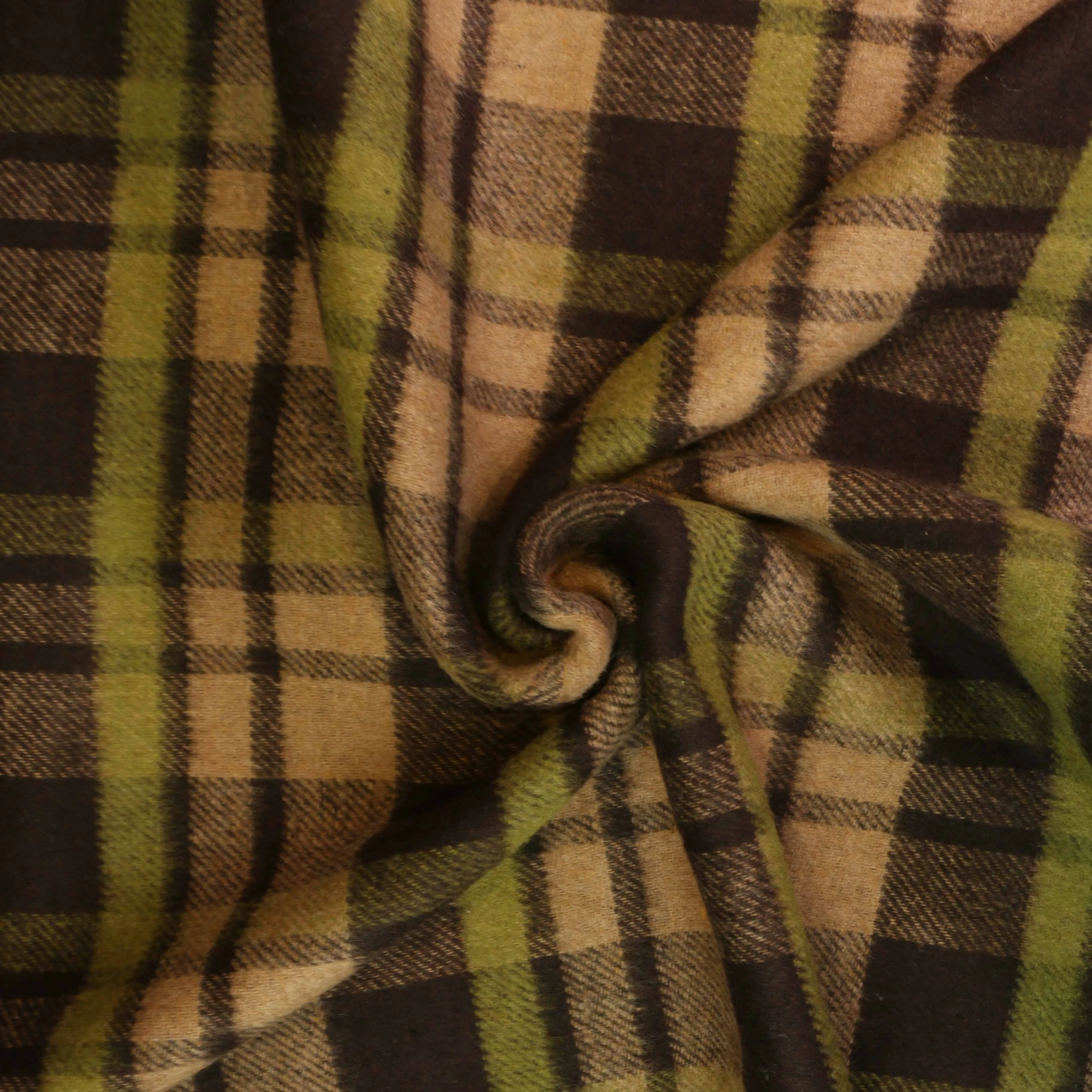 Reversible Wool Coating - Green, Beige, Brown