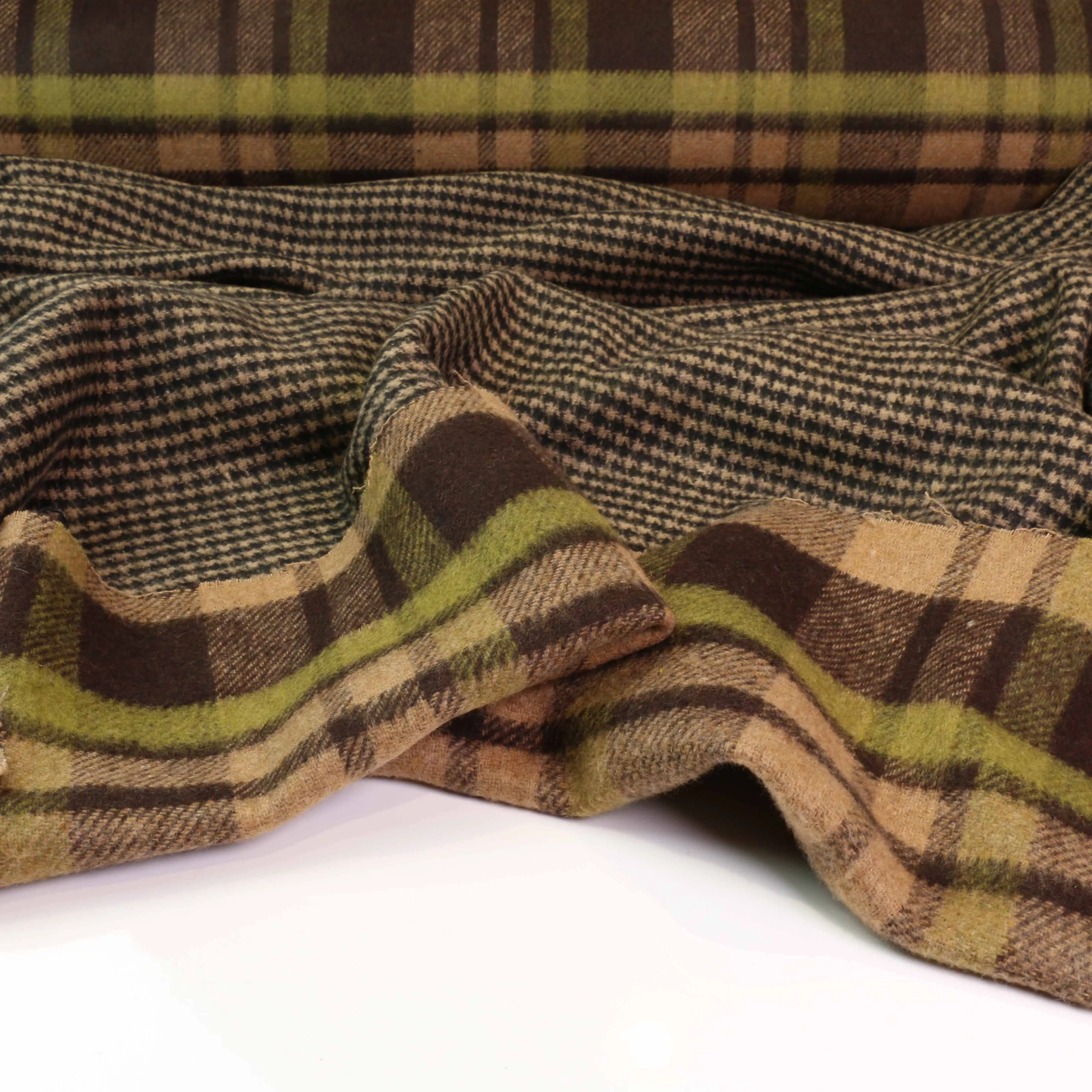 Reversible Wool Coating - Green, Beige, Brown