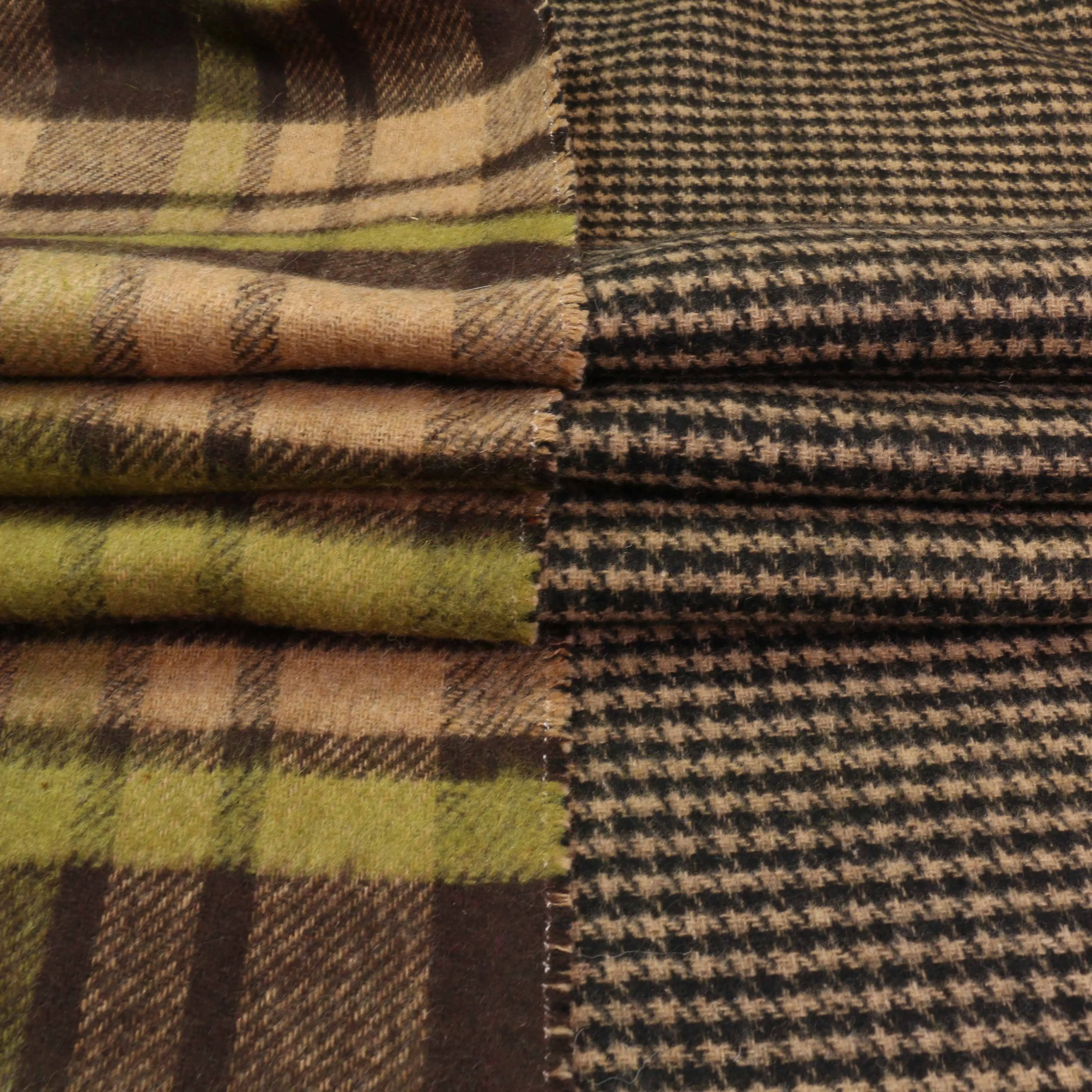 Reversible Wool Coating - Green, Beige, Brown