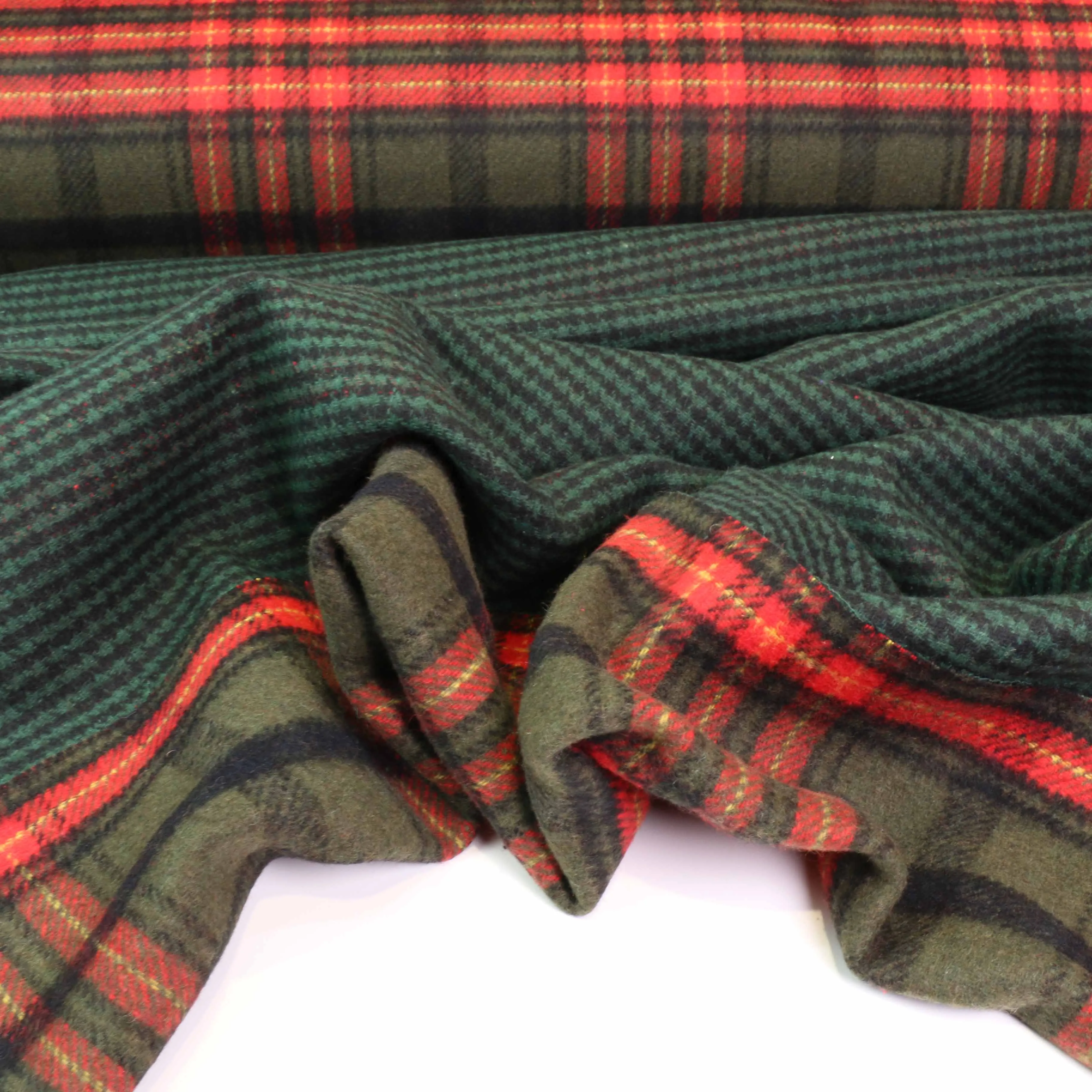 Reversible Wool Coating - Green, Beige, Brown