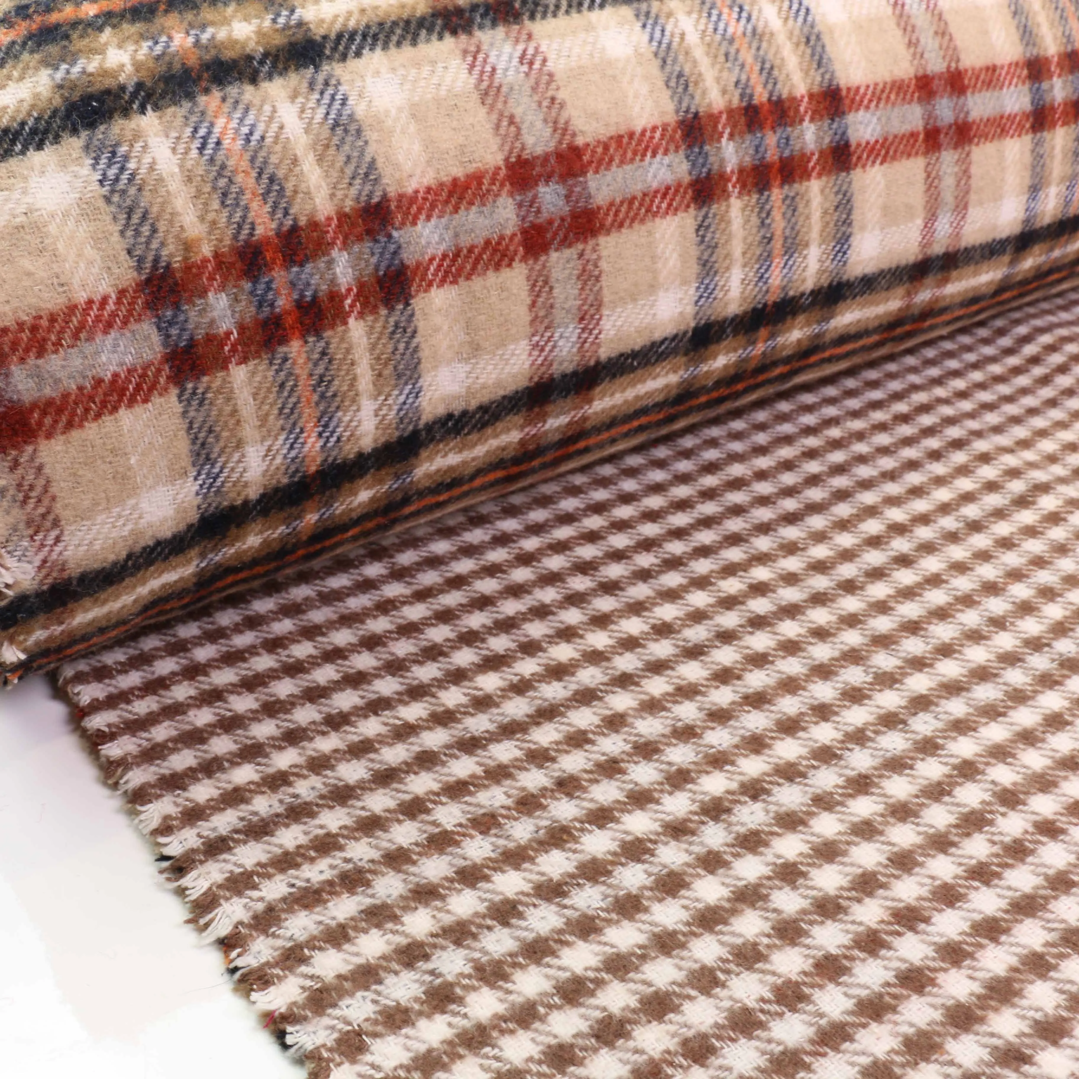 Reversible Wool Coating - Green, Beige, Brown