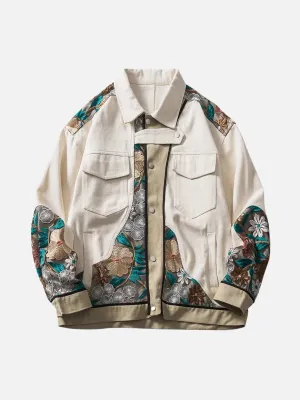 Rimiro - Flower Patchwork Denim Jacket