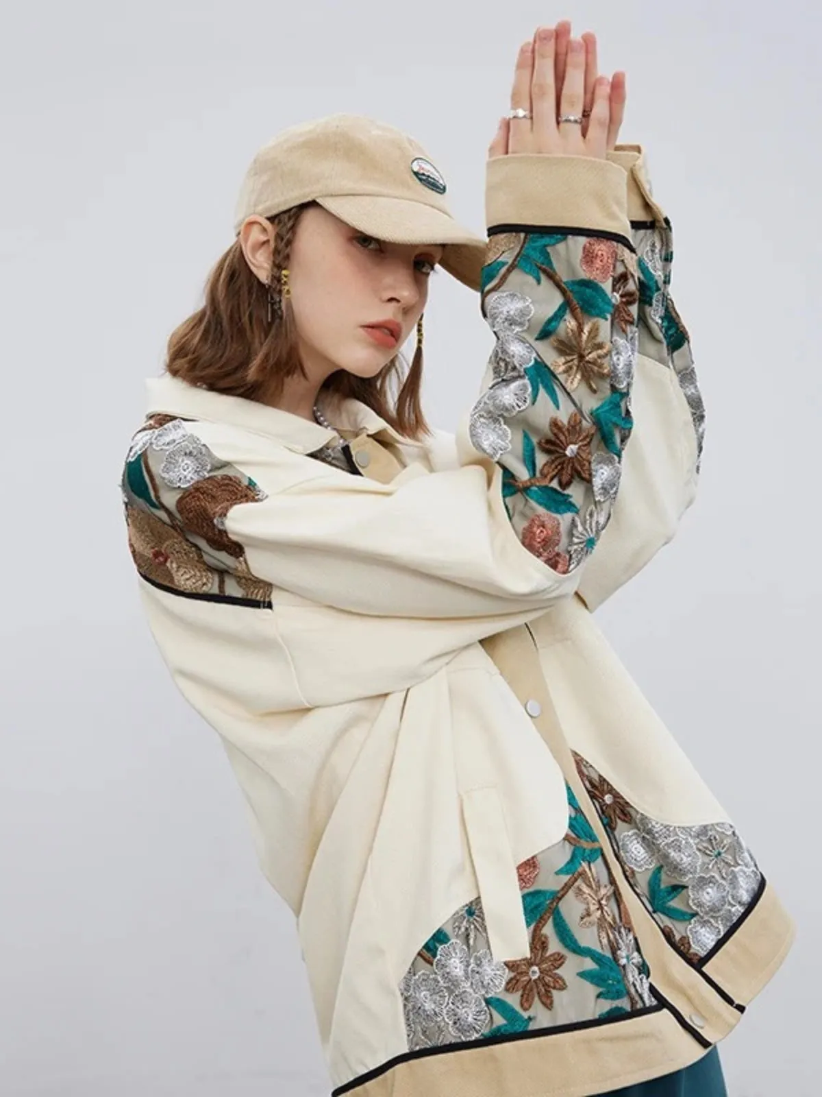 Rimiro - Flower Patchwork Denim Jacket