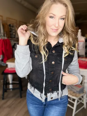 Risen Black Layered Denim Jacket