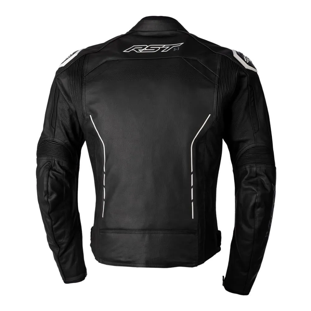 RST S1 CE Leather Jacket Black / Black / White