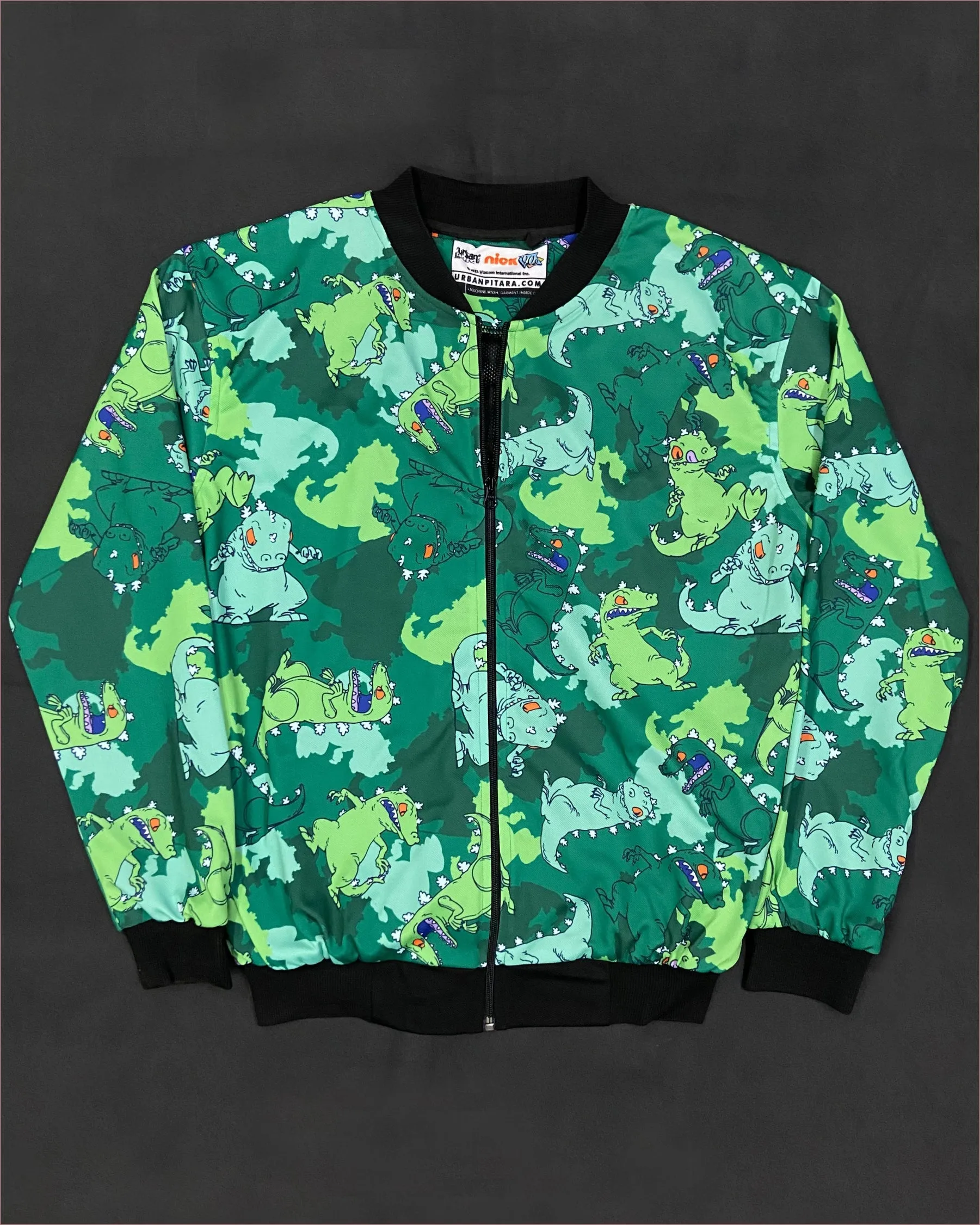 Rugrats Reptar Green Camo Bomber Jacket