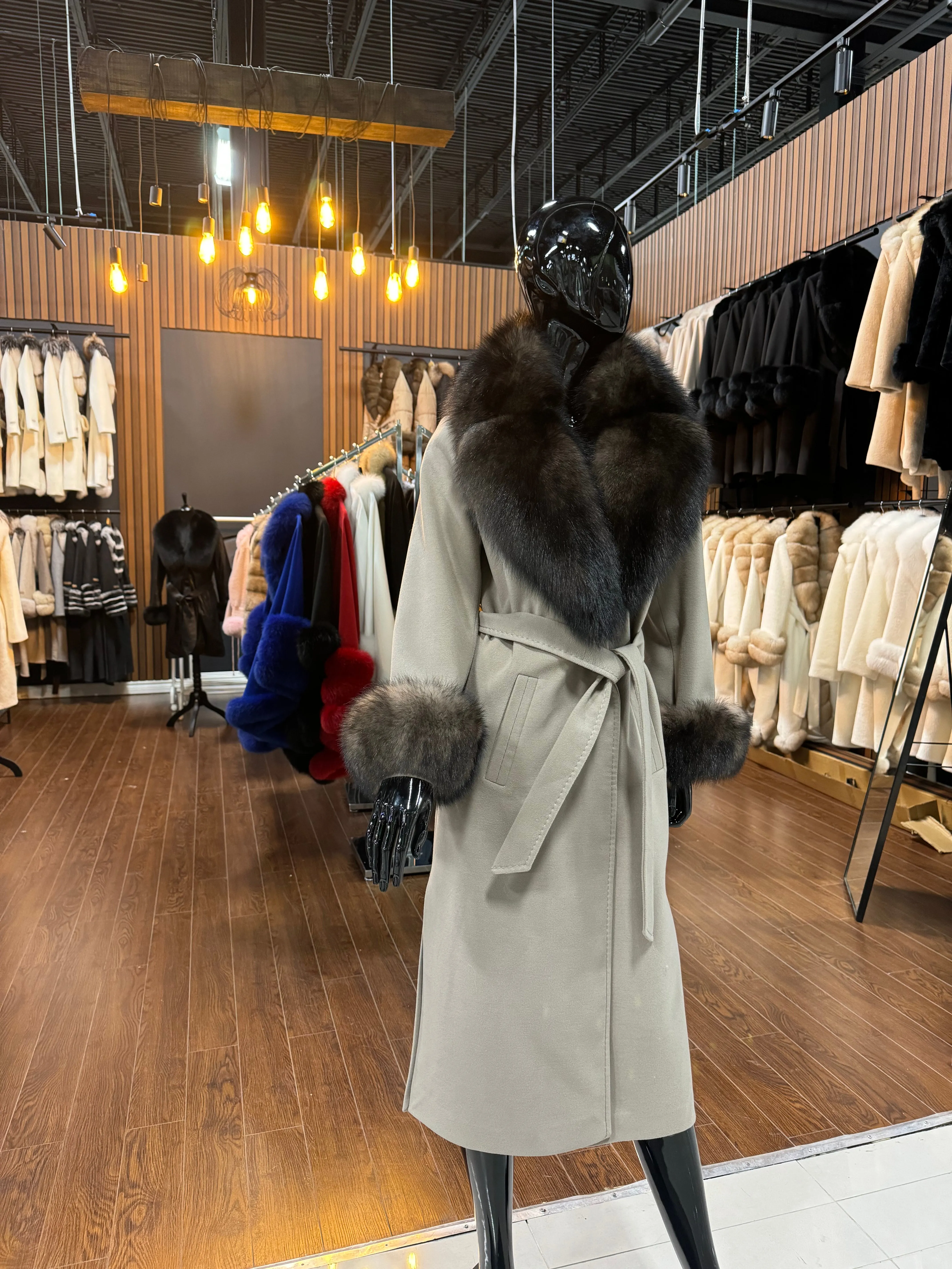 SABLE COLLAR CASHMERE COAT-SKU 1026