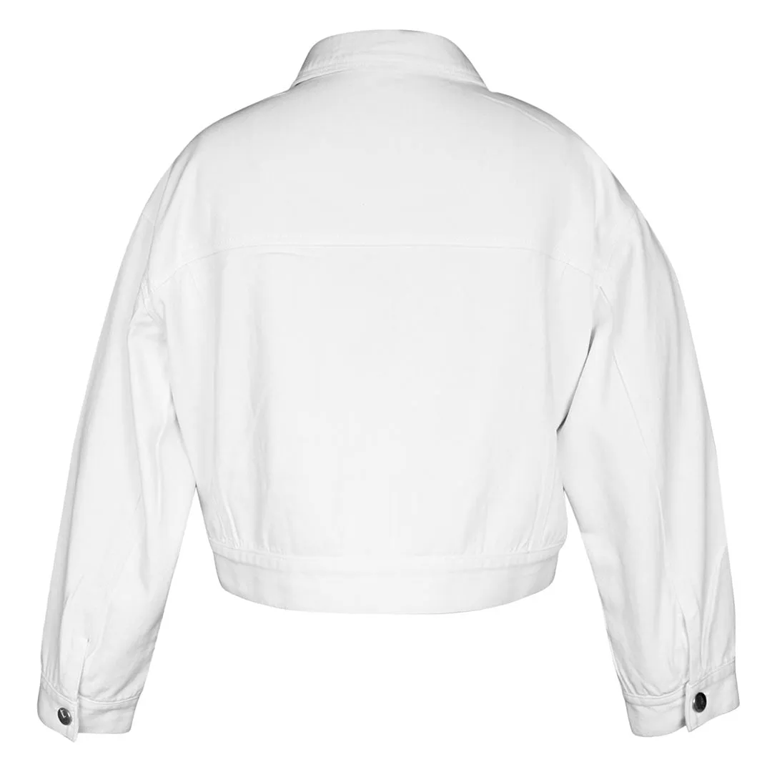Saint Siena White Leather Women Collar Jackets