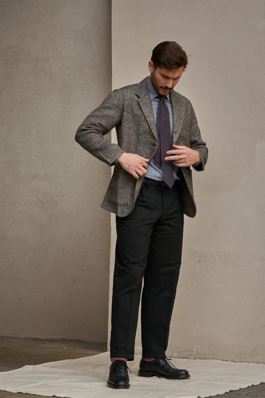 Salvatore Piccolo Jacket Chiaia Herringbone Linen/Wool Grey