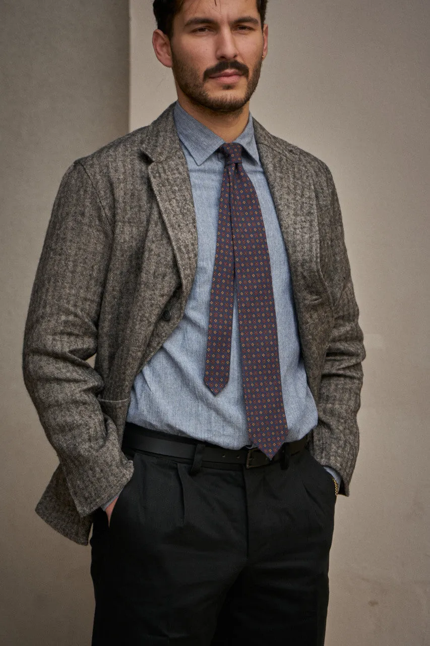 Salvatore Piccolo Jacket Chiaia Herringbone Linen/Wool Grey