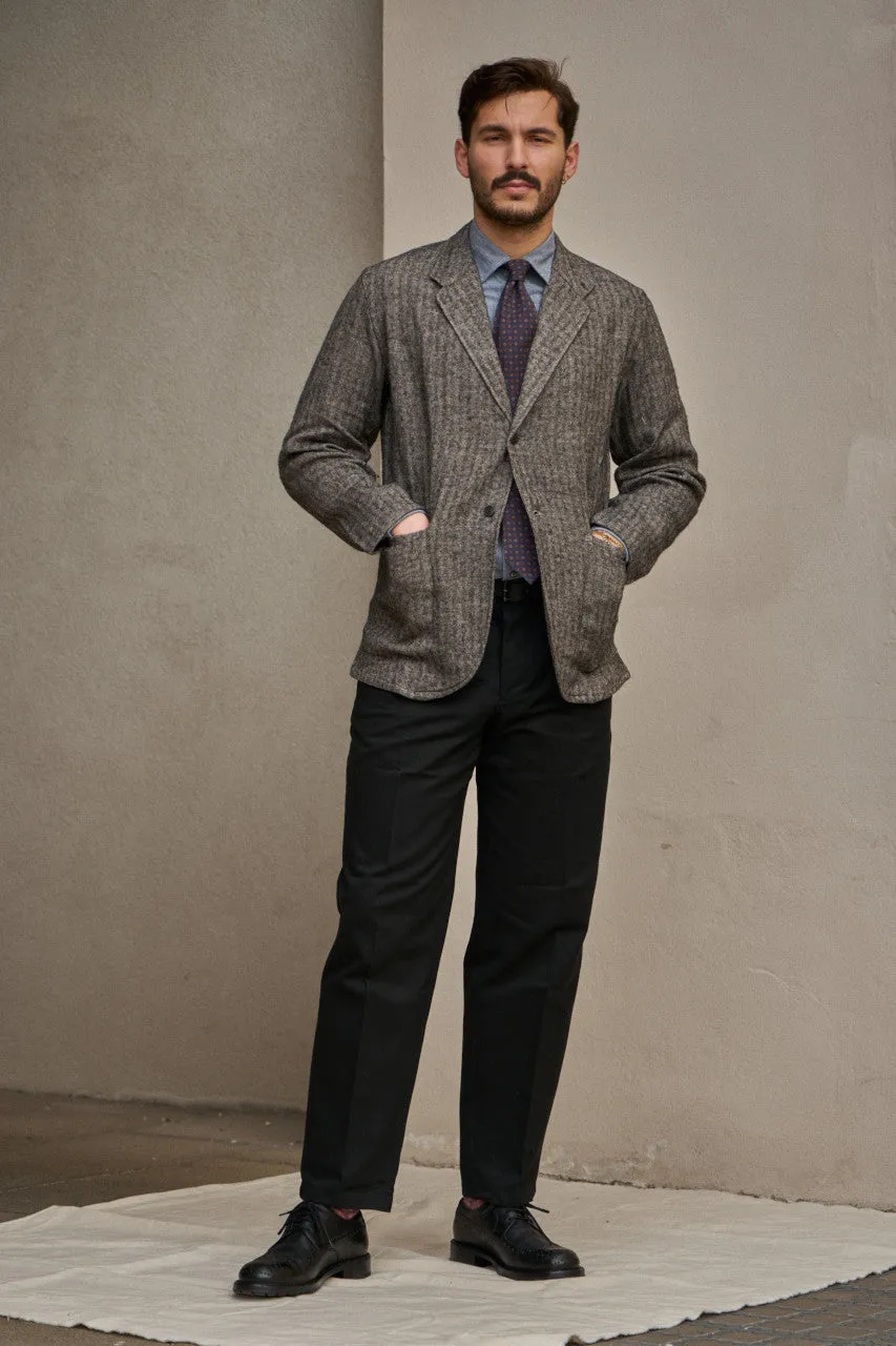 Salvatore Piccolo Jacket Chiaia Herringbone Linen/Wool Grey