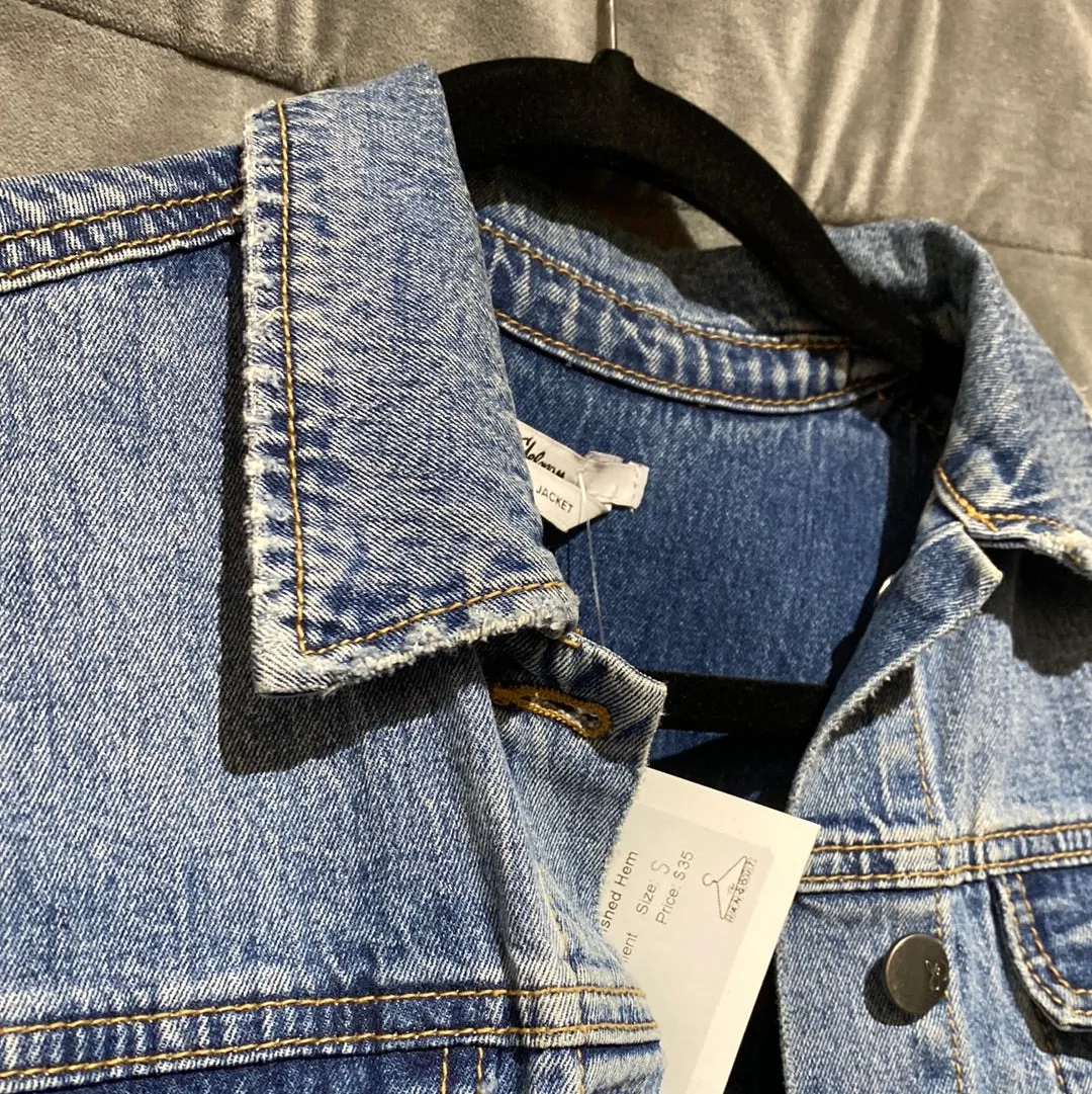 Sam Edelman 'Karlie' Denim Jacket Unfinished Hem