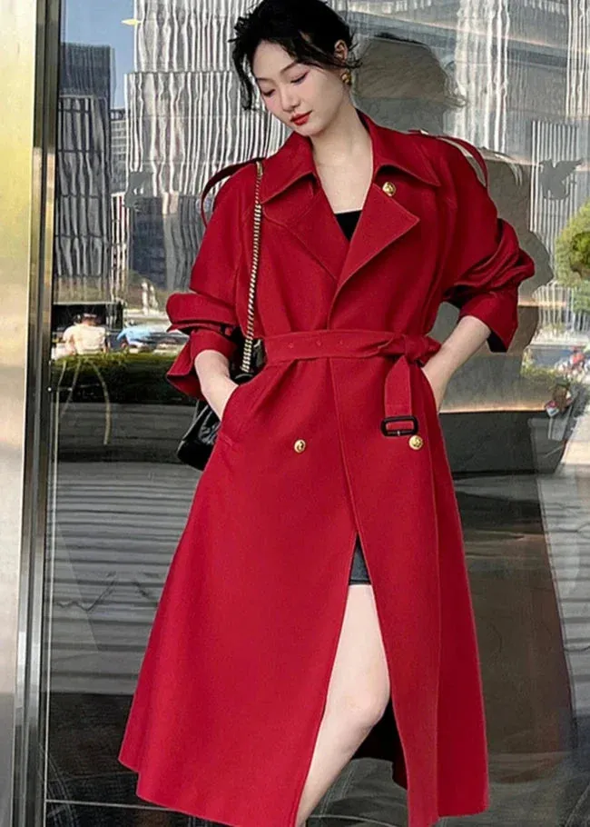 Scarlett Red Double Breast Trench Coat