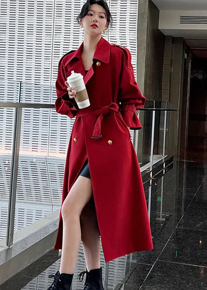 Scarlett Red Double Breast Trench Coat