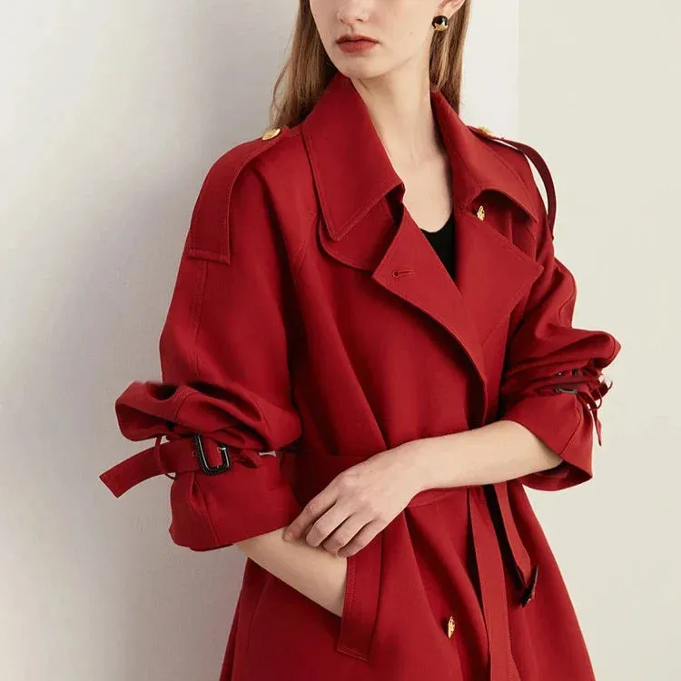 Scarlett Red Double Breast Trench Coat