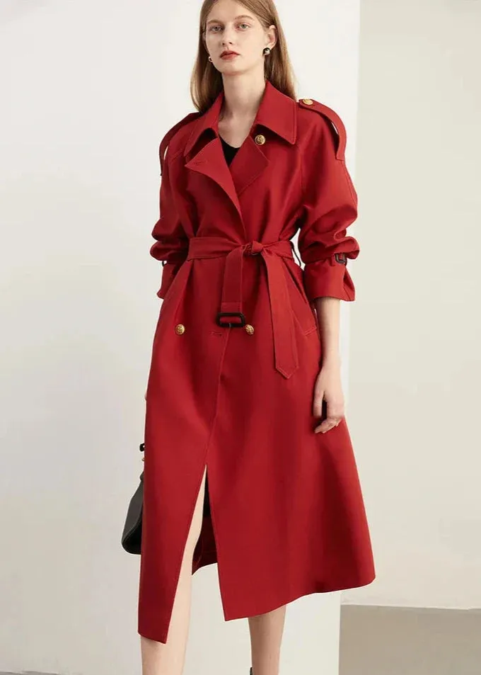 Scarlett Red Double Breast Trench Coat