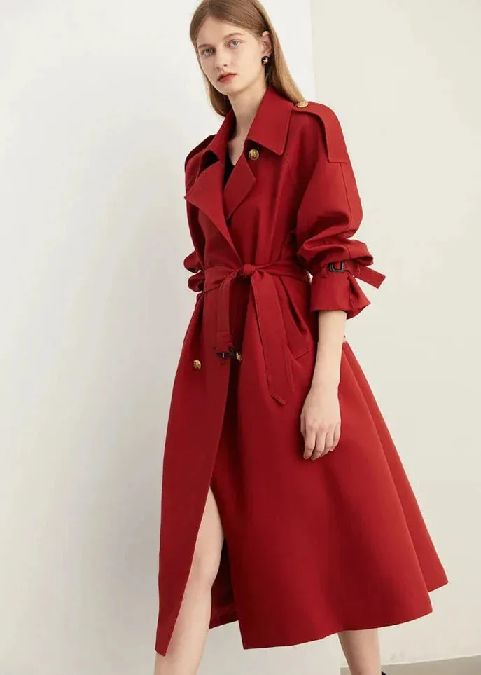 Scarlett Red Double Breast Trench Coat
