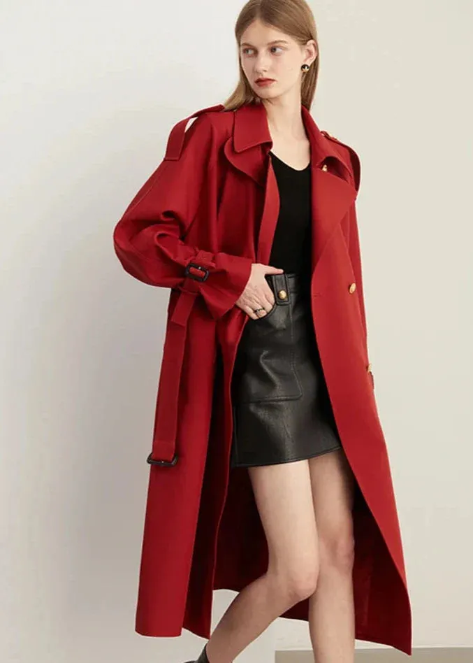 Scarlett Red Double Breast Trench Coat