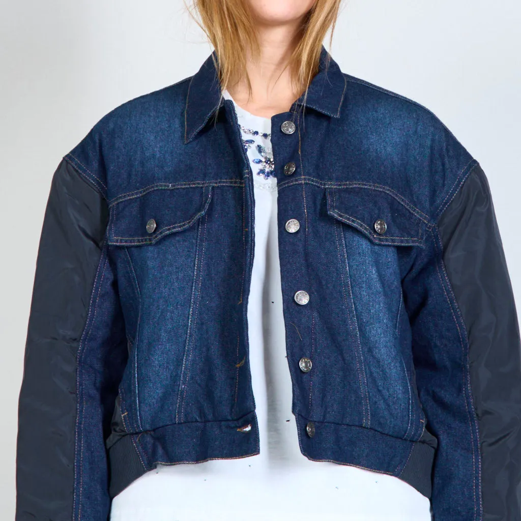 Semi-denim bomber cropped jacket wholesale