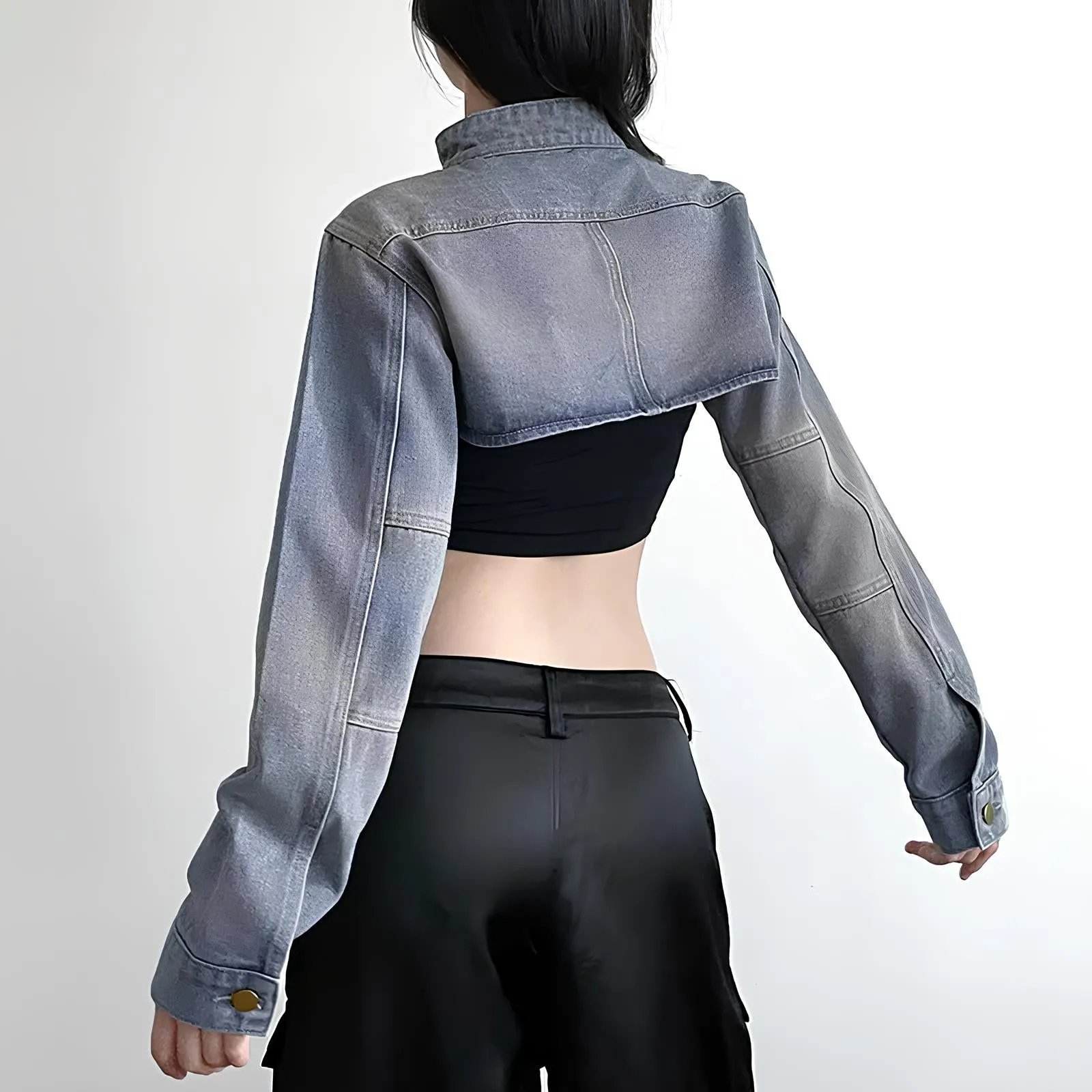 Sexy Y2K Aesthetic Cropped Denim Coat Jacket