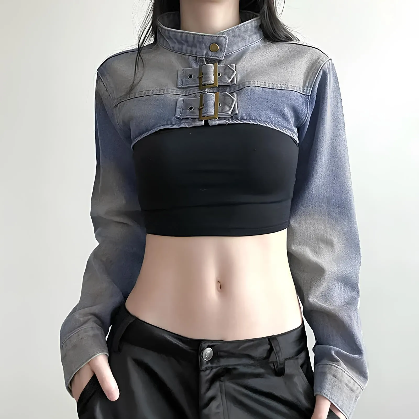 Sexy Y2K Aesthetic Cropped Denim Coat Jacket