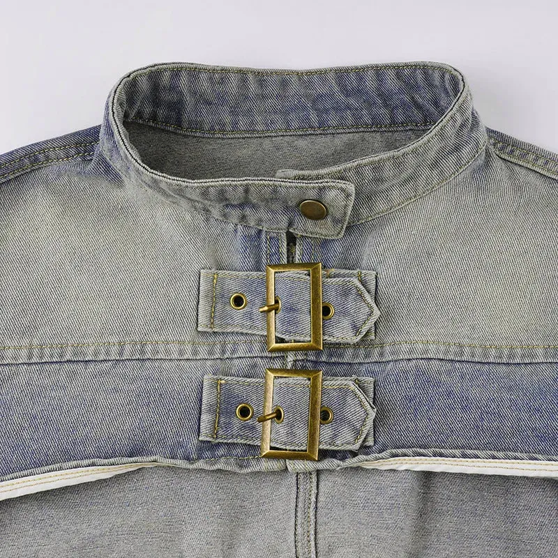 Sexy Y2K Aesthetic Cropped Denim Coat Jacket