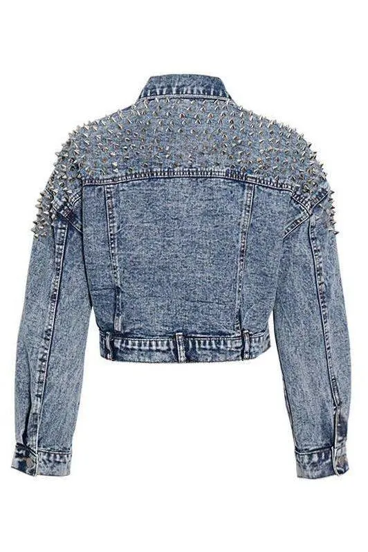 Short denim long-sleeved jacket