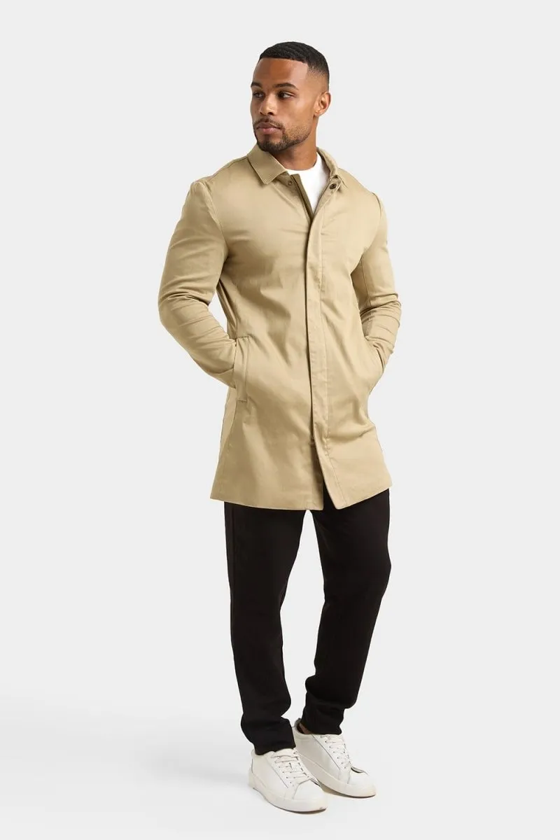 Shower Resistant Collared Coat in Stone