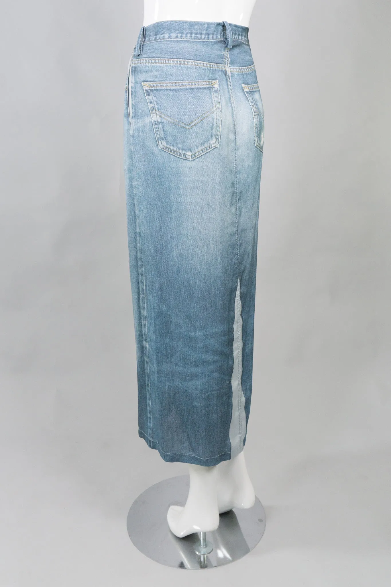 Silk Denim Print Skirt