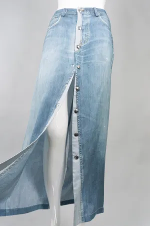 Silk Denim Print Skirt