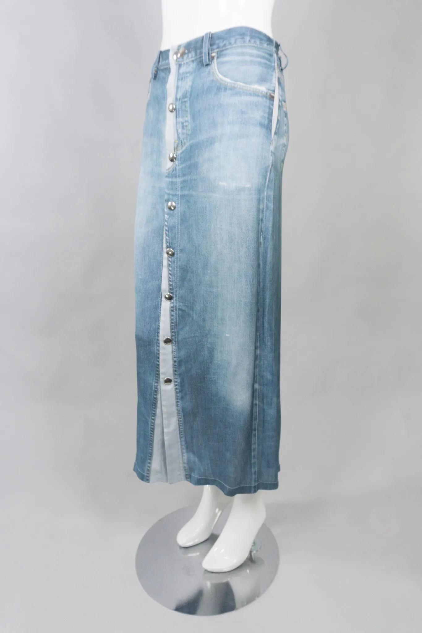 Silk Denim Print Skirt