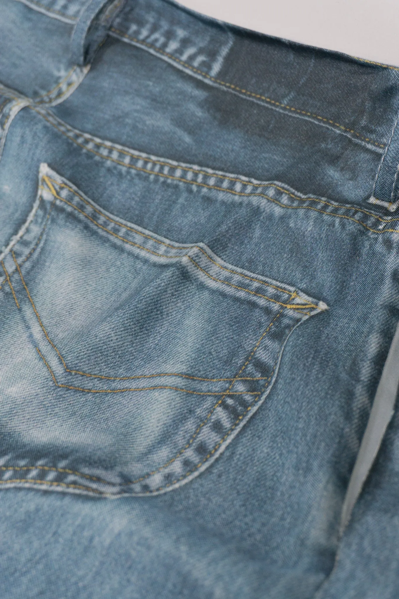 Silk Denim Print Skirt