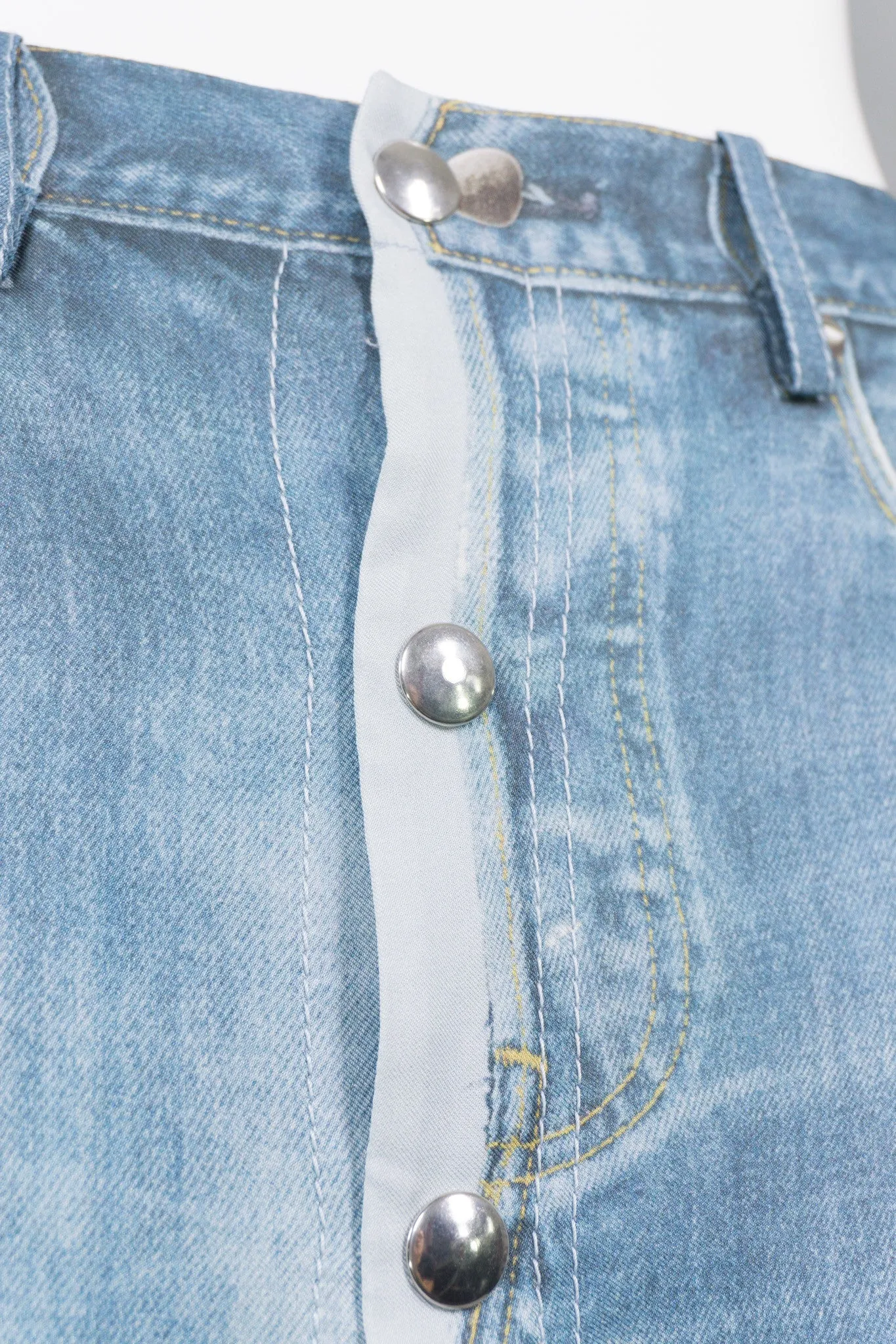 Silk Denim Print Skirt